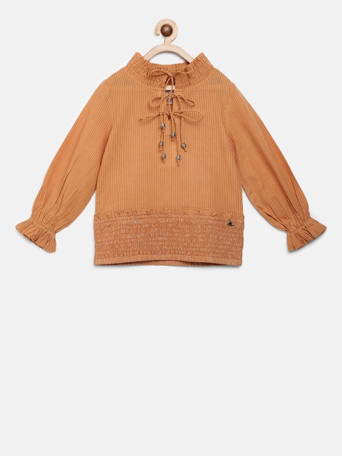 

Cherry Crumble Girls Rust Brown Striped Top