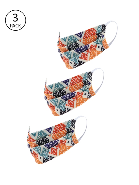 

LEGAL BRIBE Women 3 Pcs 3-Ply Printed Cotton Masks, Multi