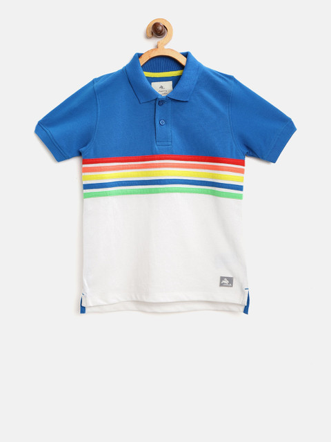 

Cherry Crumble Boys Blue Striped Polo Collar T-shirt
