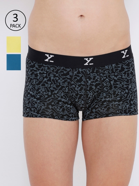 

XYXX Men Pack Of 3 Ultra-Soft Antimicrobial Micro Modal Trunks XYTRNK3PCKN172, Blue