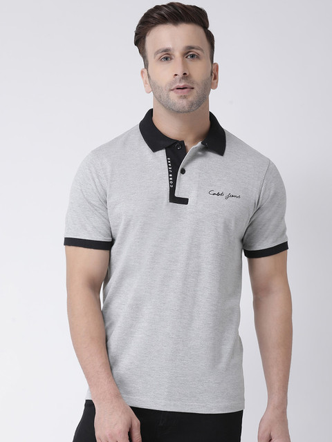 

COBB Men Grey Solid Polo Collar T-shirt