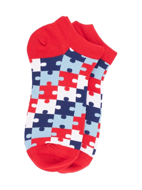 

The Tie Hub Men Red & Blue Patterned Ankle-Length Socks
