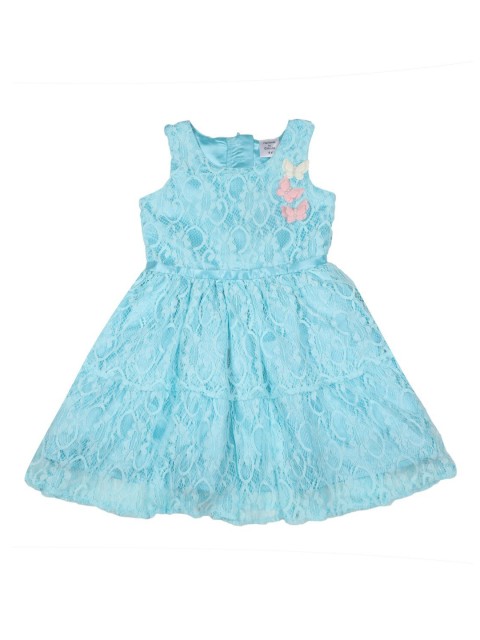 

Doodle Girls Blue Self Design A-Line Dress