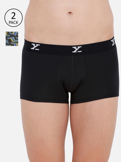 

XYXX Men Pack Of 2 Multicoloured Ultra-Soft Antimicrobial Trunks XYTRNK2PCKN46, Black
