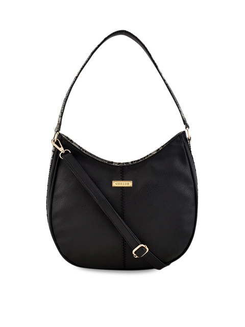 

STELLER Black Solid Hobo Bag