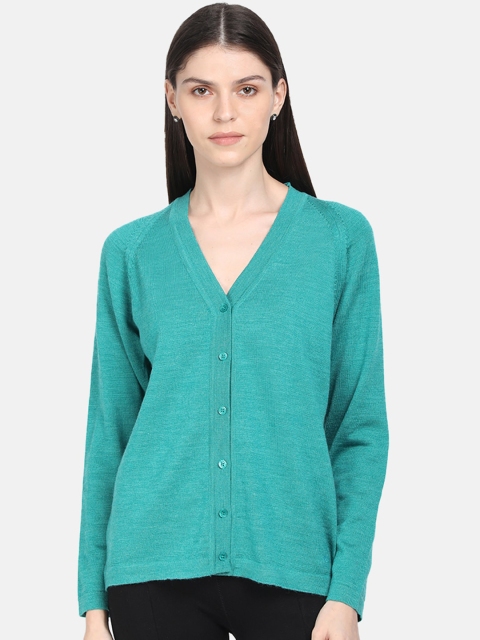 

Monte Carlo Women Green Solid Cardigan Sweater