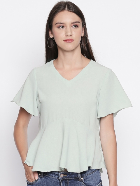 

Mesmerize Women Green Solid Peplum Top