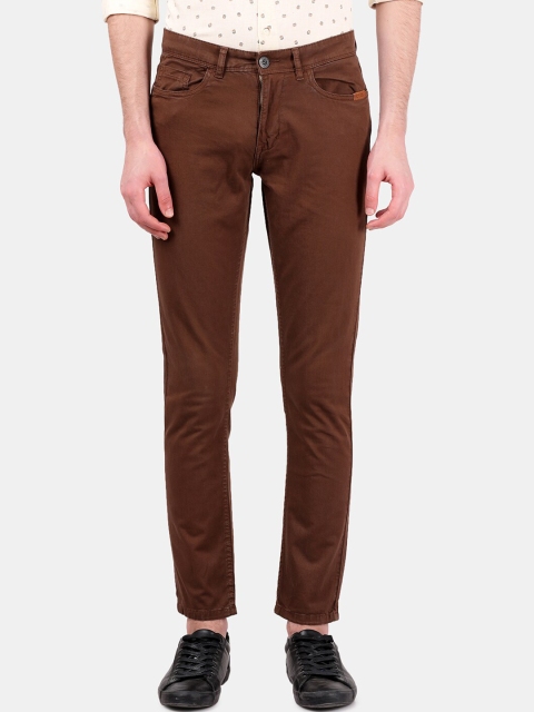 

DERBY JEANS COMMUNITY Men Brown Slim Fit Mid-Rise Clean Look Jeans