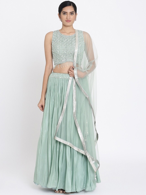 

Koskii Sea Green Embellished Ready to Wear Lehenga & Blouse with Dupatta