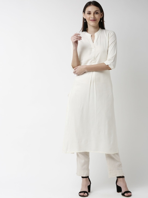 

Soch Women Cream-Coloured Solid A-Line Kurta