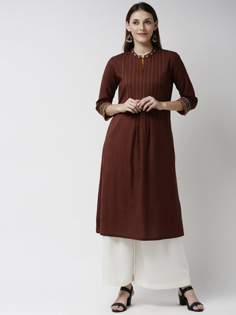 

Soch Women Brown Yoke Design A-Line Kurta