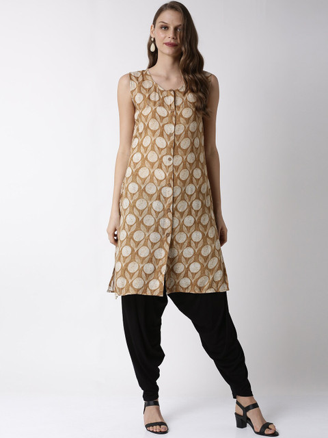 

Soch Women Brown & Off-White Printed Straight Kurta