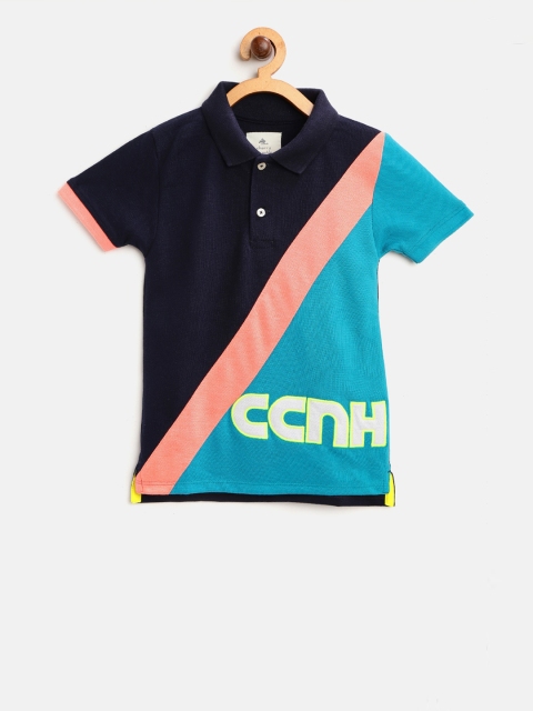 

Cherry Crumble Infant Boys Black & Blue Colourblocked Polo Collar T-shirt