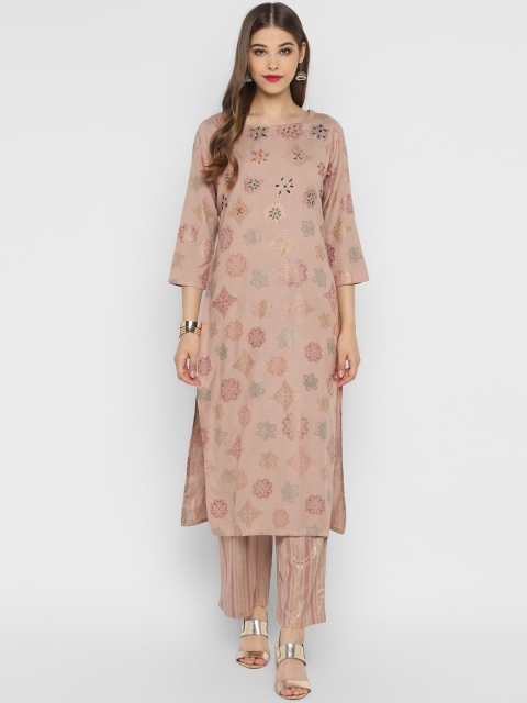 

CHRISTEENA Women Mauve Printed Kurta with Palazzos