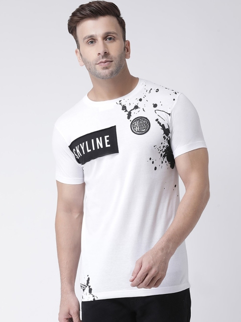 

COBB Men White Printed Round Neck T-shirt