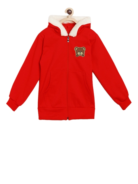

SWEET ANGEL Girls Red Solid Hooded Sweatshirt
