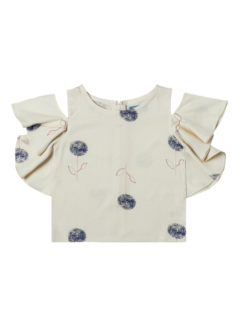 

Kid Studio Girls White Printed Pure Cotton Top