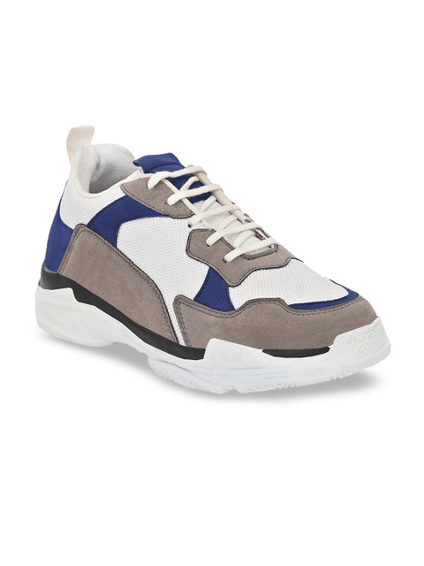 

mr.wonker Men White & Blue Colourblocked Sneakers
