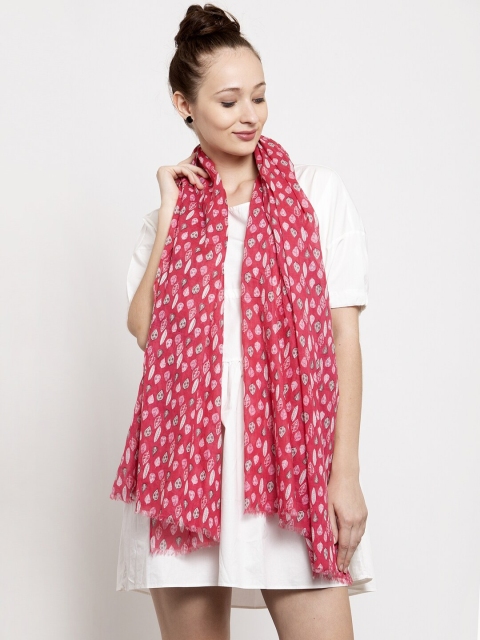 

J Style Women Pink & White Botanical Print Stole