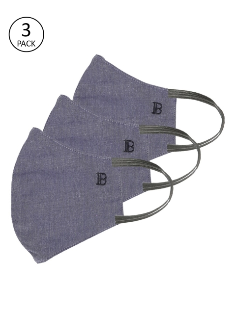 

Bene Kleed Adults Pack Of 3 Navy Blue Reusable Heptashield 3-Ply Denim Outdoor Masks