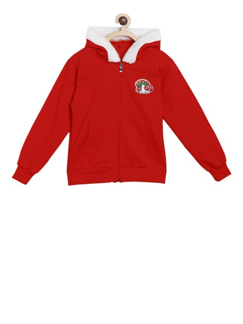

SWEET ANGEL Girls Red Solid Hooded Sweatshirt