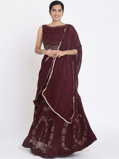 

Koskii Maroon & Gold Embellished Ready to Wear Lehenga & Blouse with Dupatta