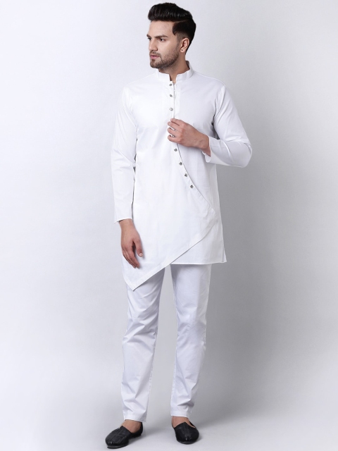 

I Know Men White Solid Kurta with Trousers