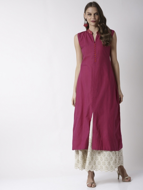 Soch Women Pink Solid Straight Kurta