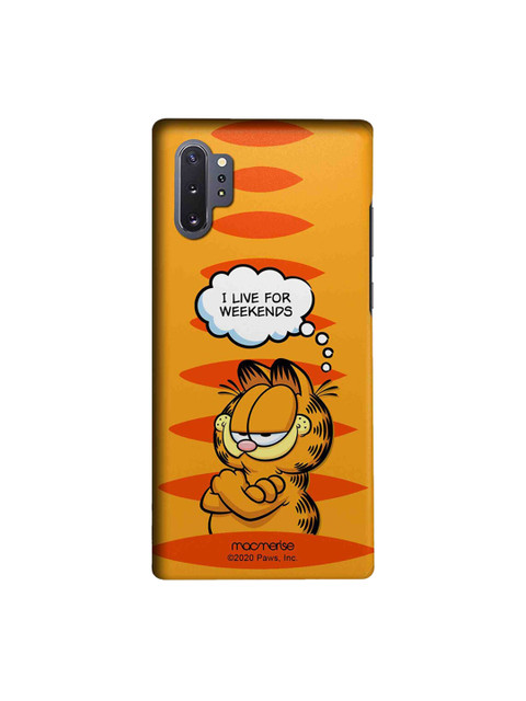 

macmerise Orange & White Cartoon Characters Living for Weekends Garfield Samsung Galaxy Note 10 Plus Mobile Back Case