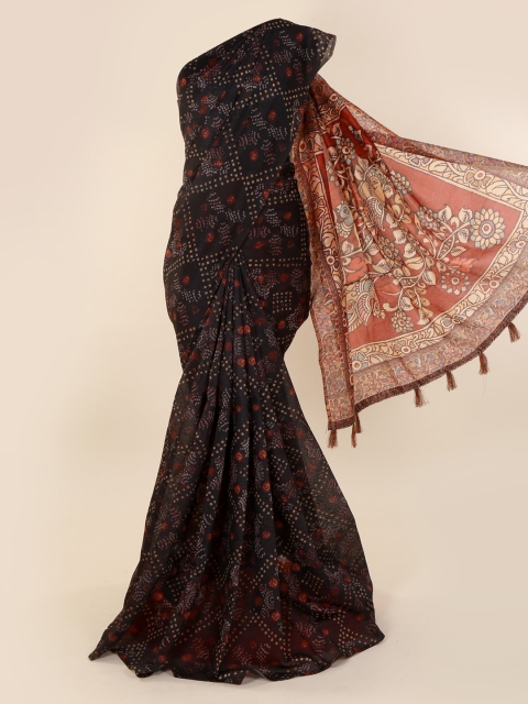 

Pothys Black Printed Cotton Blend Saree
