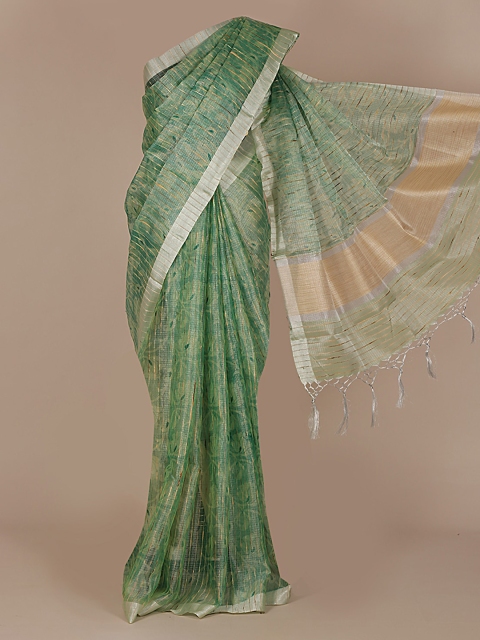 

Pothys Green Woven Design Tissue Saree