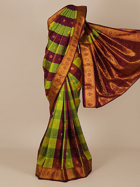 

Pothys Green Checked Art Silk Saree