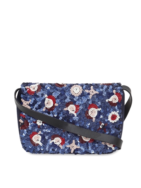 

Diwaah Blue & Off-White Embellished Sling Bag