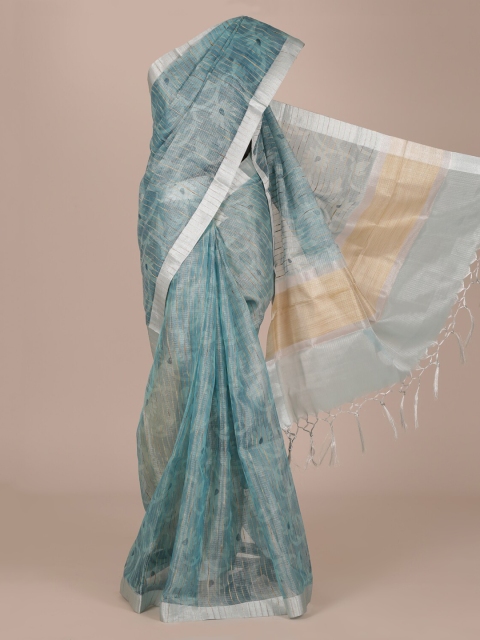 

Pothys Blue Floral Printed Cotton Blend Saree