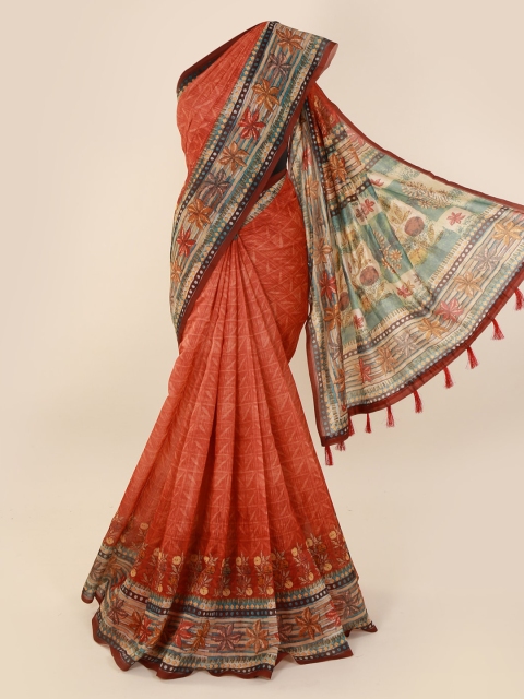 

Pothys Orange Woven Design Cotton Blend Saree
