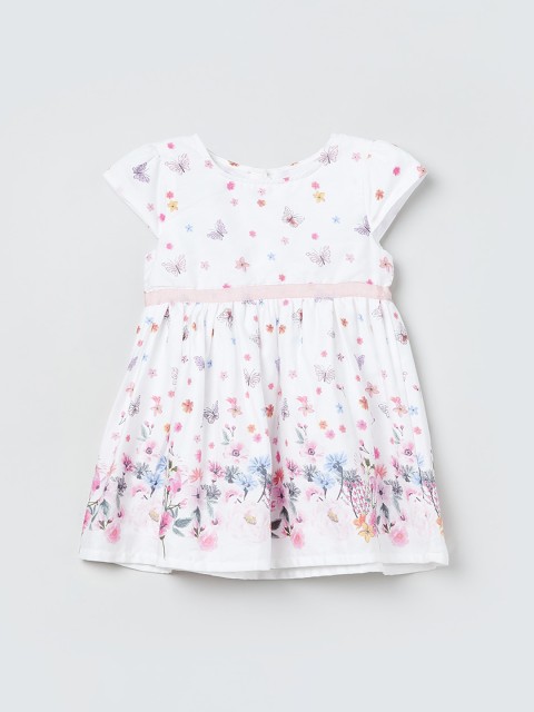

max Girls White Printed Fit and Flare Dress