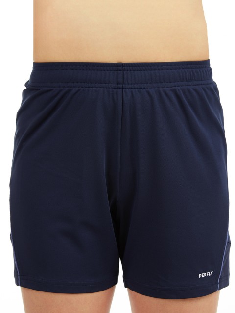 

PERFLY By Decathlon Women Navy Blue Solid Regular Fit Regular Shorts
