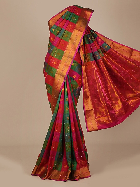 

Pothys Green & Pink Art Silk Striped Saree
