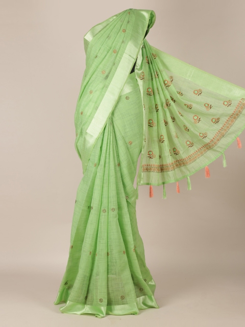 

Pothys Green Woven Design Linen Blend Saree