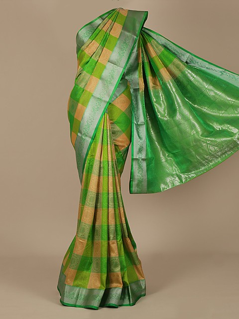 

Pothys Green Checked Art Silk Saree