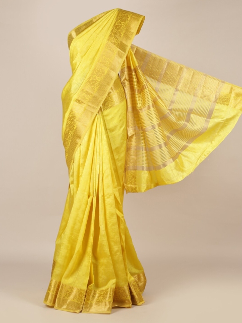

Pothys Yellow Woven Design Jute Silk Saree