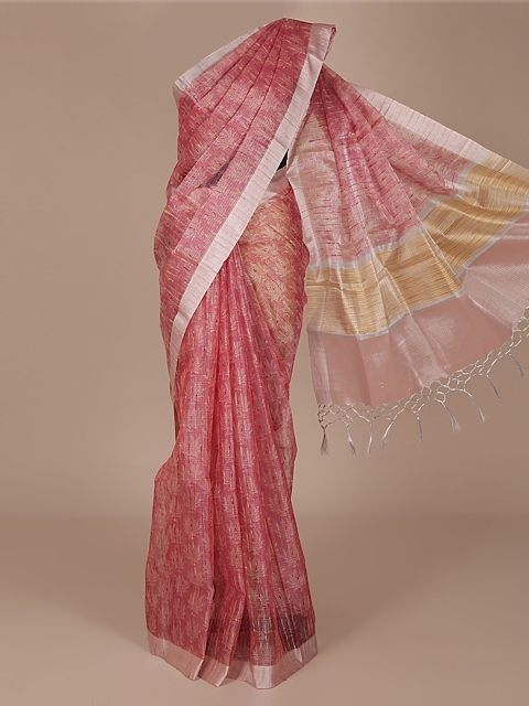 

Pothys Peach-Coloured Woven Design Tissue Saree