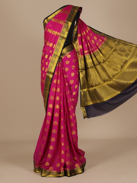 

Pothys Pink & Gold-Toned Poly Chiffon Woven Design Saree