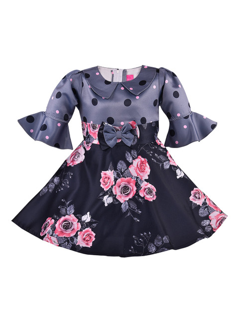 

Wish Karo Girls Grey Printed Fit and Flare Dress