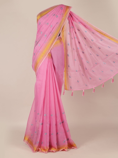 

Pothys Pink Woven Design Cotton Blend Saree