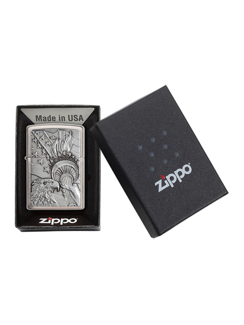 

Zippo Silver-Toned Patriotic Eagle Brushed Chrome Emblem Pocket Lighter