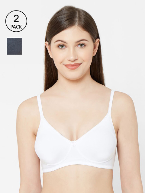 

Juliet Women Pack Of 2 Solid Non Padded Non-Wired All Day Comfort Everyday Bra 1025, Charcoal
