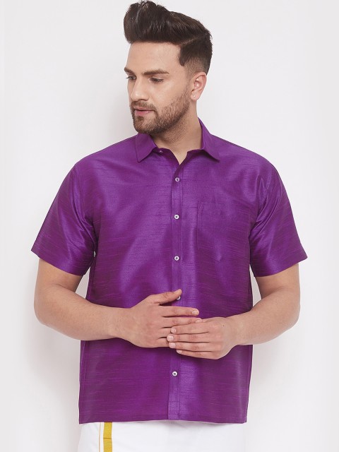 

VASTRAMAY Men Purple Regular Fit Solid Casual Shirt