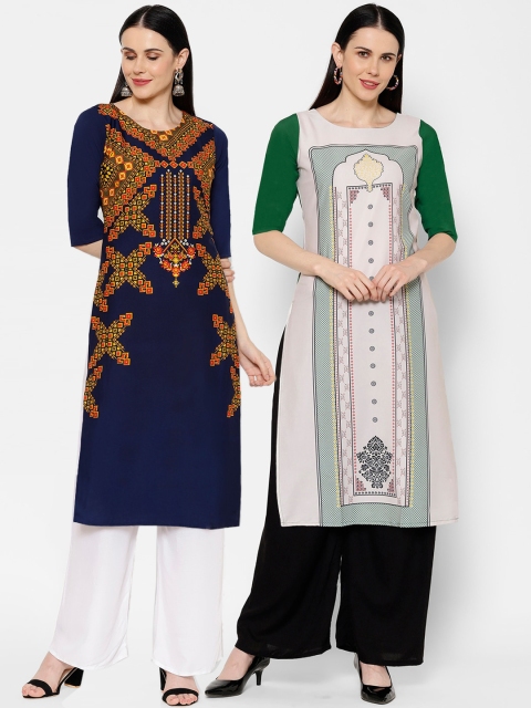 

7Threads Women Pack Of 2 Printed Straight Kurta, Multi