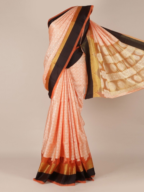 

Pothys Orange Woven Design Jute Silk Saree